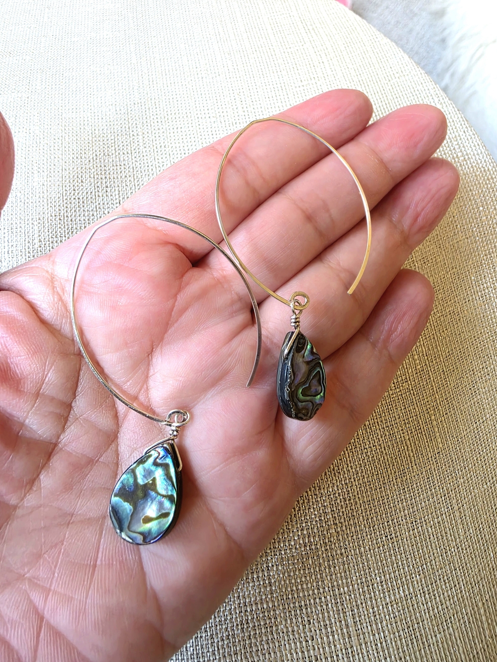 Silver Avalon Shell Marquis Hook Earrings - Picture 4 of 10